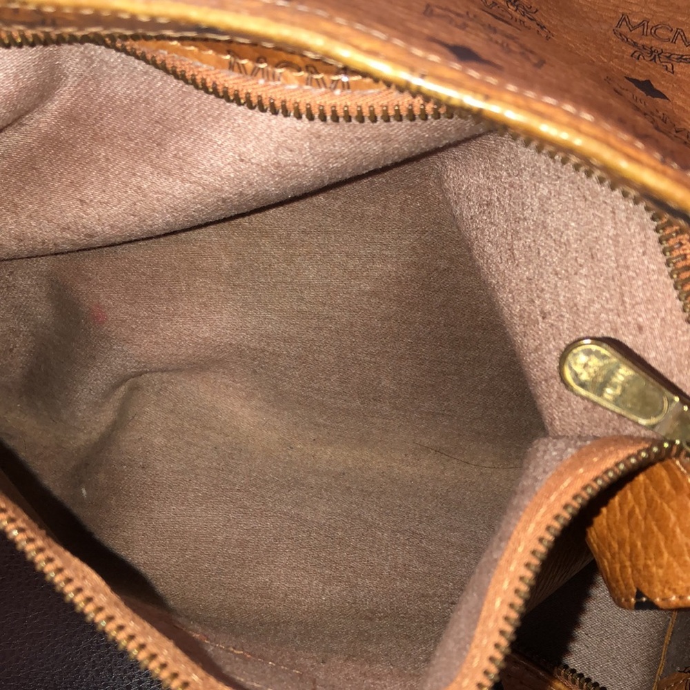 MCM Cognac Vicetos Top Zipper Shoulder Work Bag Briefcase Authentic EUC - Picture 3 of 16